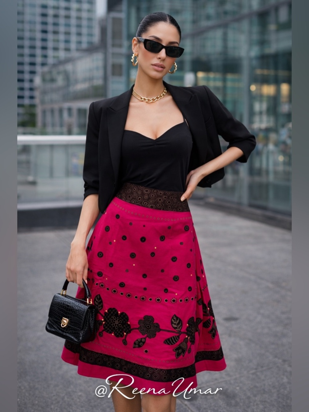 Liz Claiborne Hot Pink Floral Embroidered A-Line Skirt – Vintage